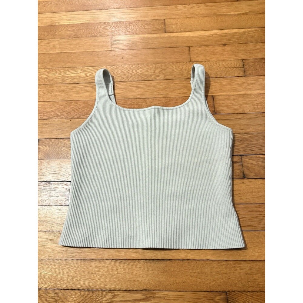 Aritzia Babaton Size XL Cream Sculpt Knit Ribbed Sleeveless Cropped Tank Top